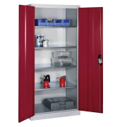 Stahlschrank 8921-052 S10340 lichtgrau, rubinrot 93,0 x 50,0 x 195,0 cm, aufgebaut